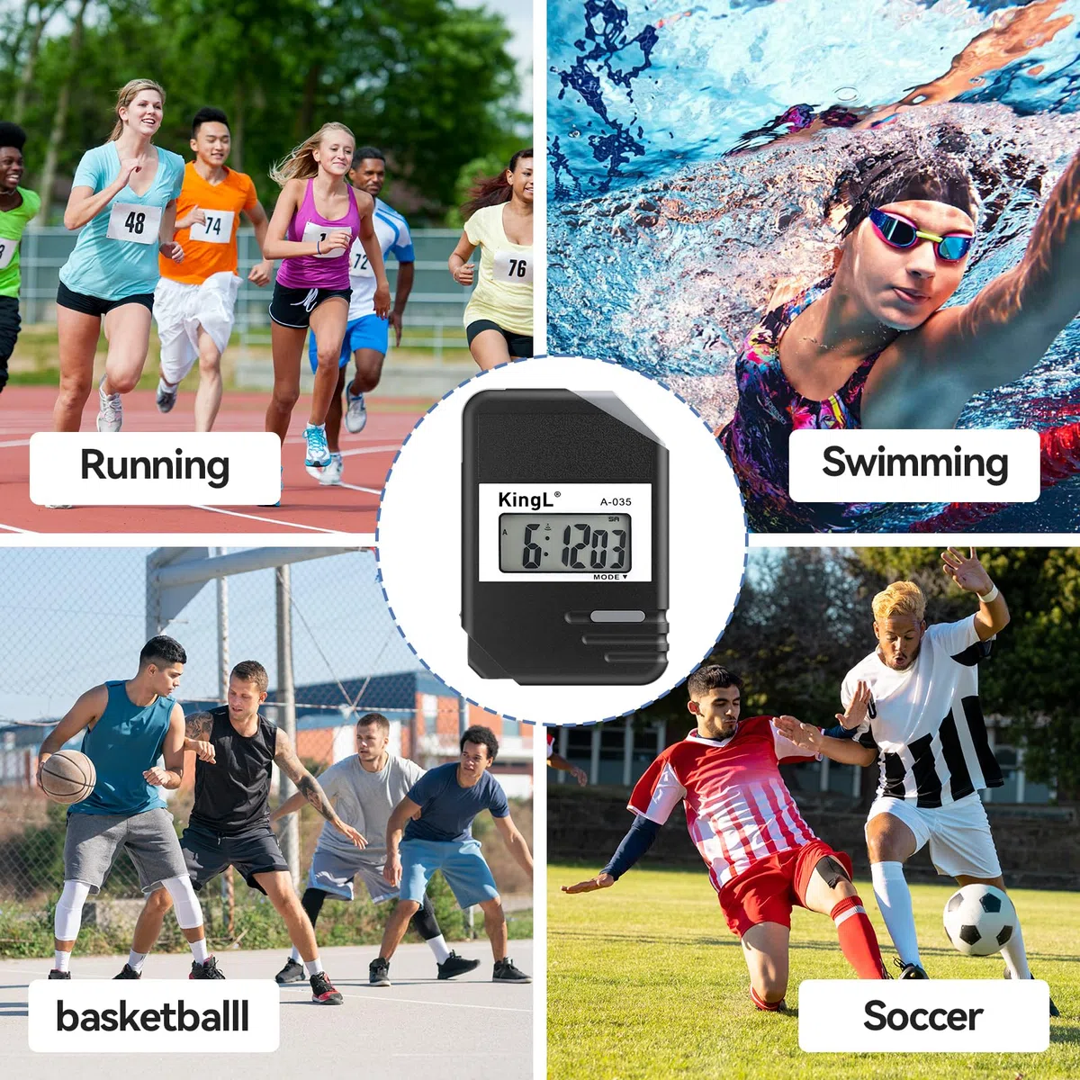 Confezione da 2 cronometro digitale con ampio display, modalità split sul giro, timer portatile impermeabile per allenatori, insegnanti, bambini, corsa, nuoto, allenamento (confezione da 2)