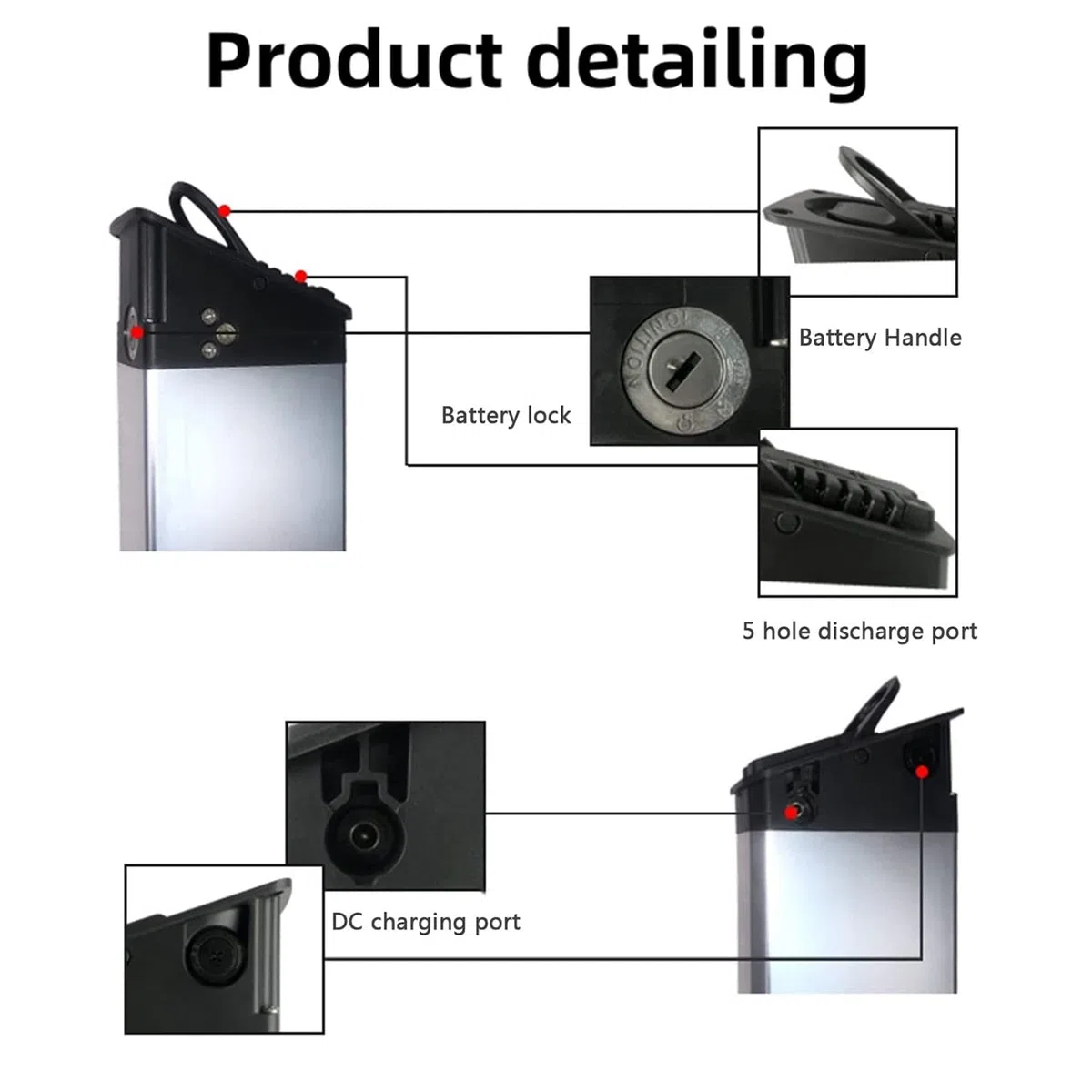 Pieghevole Ebike Batteria di Ricambio 48V/52V 17.5Ah alloggiamento in Alluminio Incorporato Batteria al Litio elettrica Pieghevole 1000W 750W 500W 250W con Il Caricatore