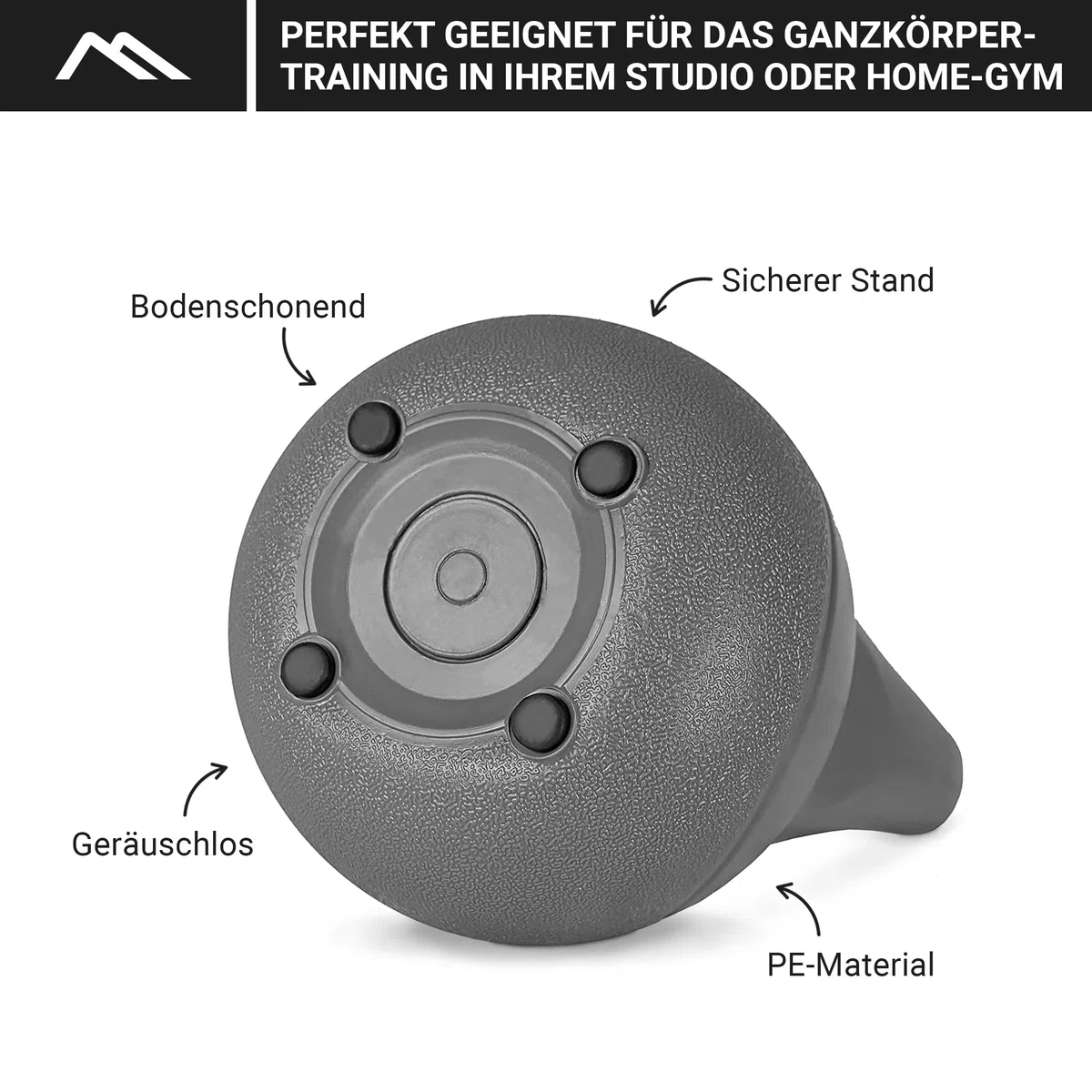 MSPORTS - Kettlebell da 2 – 20 kg, con poster degli esercizi da eseguire, 18 kg – nero
