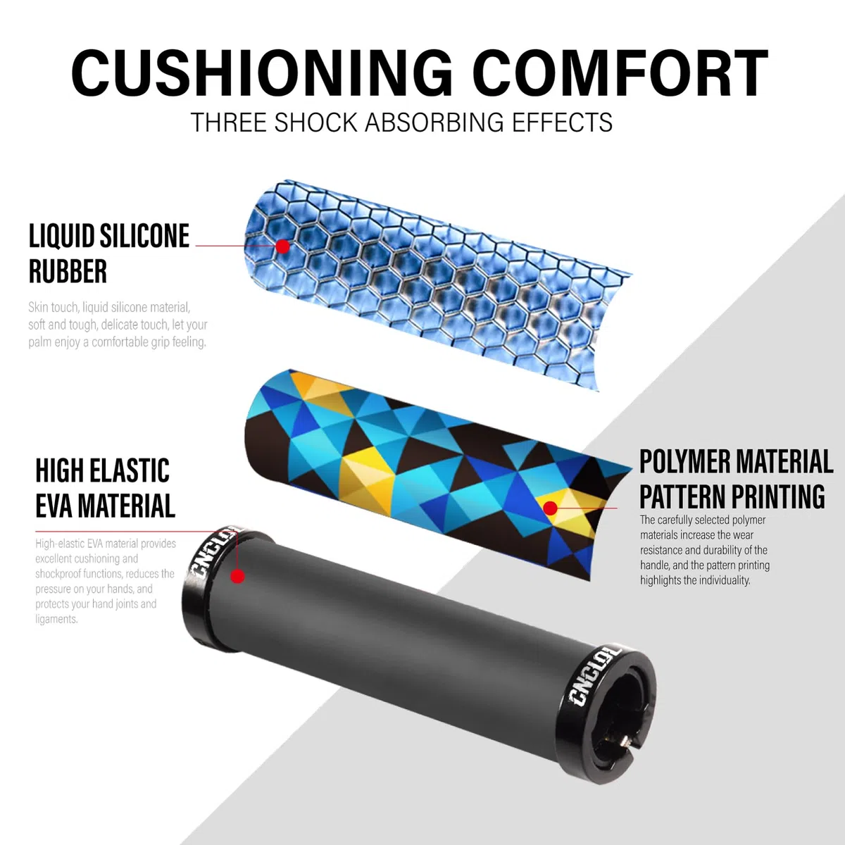 Chooee Manopole in silicone per mountain bike, impugnature per mountain bike, doppia serratura sul manubrio della bicicletta