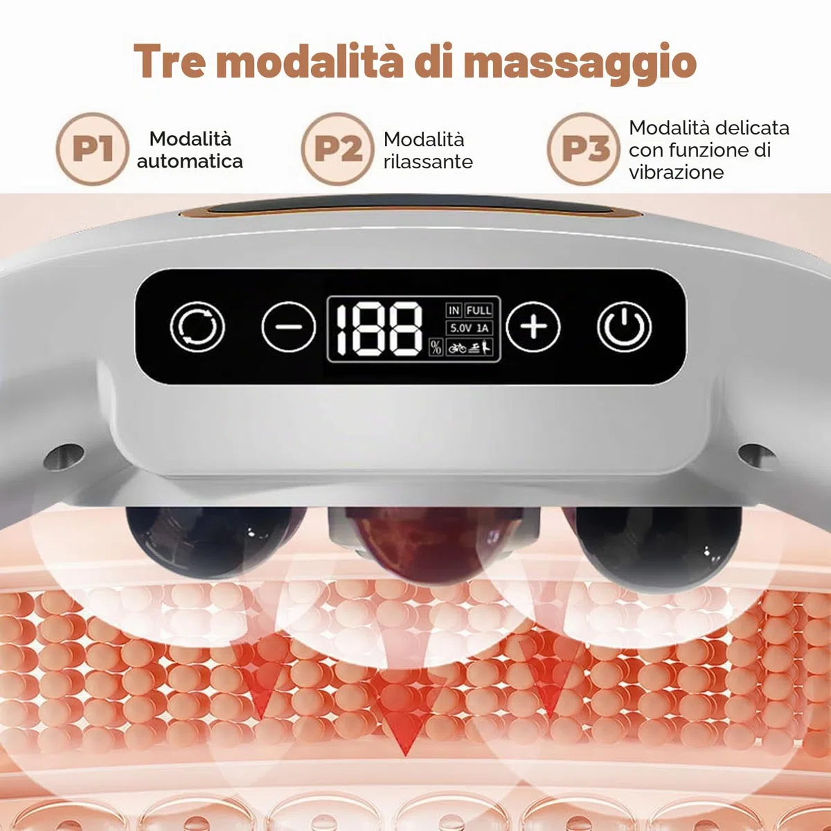 Massaggiatore addominale elettrico per appiattire la pancia, strumento per impastare la pancia con 3 modalità di massaggio, potenza visualizzata, sollievo dal dolore per schiena, collo e gambe