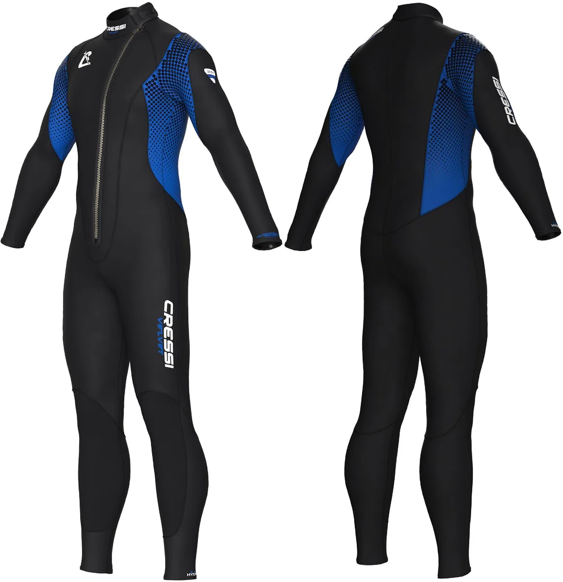 CRESSI dal 1946 Velvet Man - Muta Monopezzo Uomo in Neoprene Bifoderato Ultra Stretch 3mm con Cerniera Anteriore Diagonale per una Comoda procedura di Vestizione e Svestizione