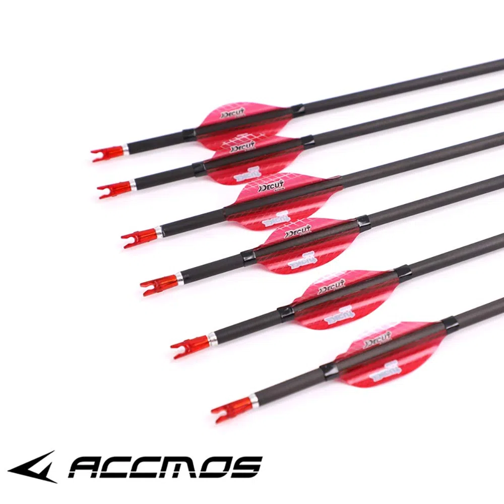 ACCMOS 12pcs 30＂Targeting Frecce ID 4,2 mm Spine 600 Freccia in Puro Carbonio, per Caccia al Tiro con L'Arco e Pratica di Tiro (Spine 600, 30 inch)