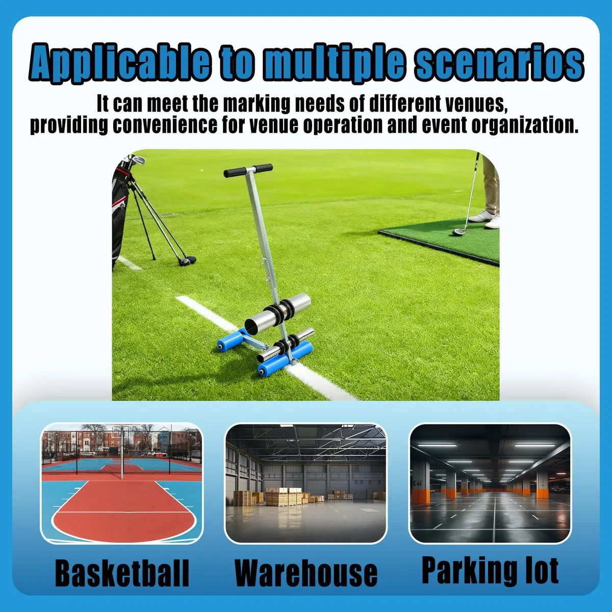 Macchina Traccialinee per Parcheggi, Macchina Traccialinee per Campi da Gioco Regolabili, Macchina per Tracciare Linee di Campo con Kit Circolare, per Calcestruzzo, Asfalto
