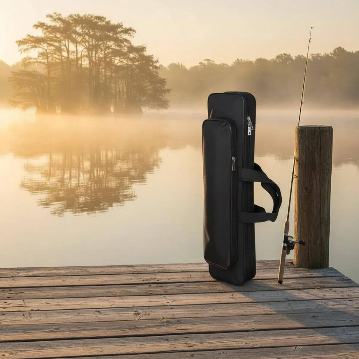 Valigetta Porta Attrezzatura da Pesca con Ampio Scomparto Principale Tasca Laterale Esterna Tessuto Impermeabile E Robusto Adatta per Trasporto E, 70CM