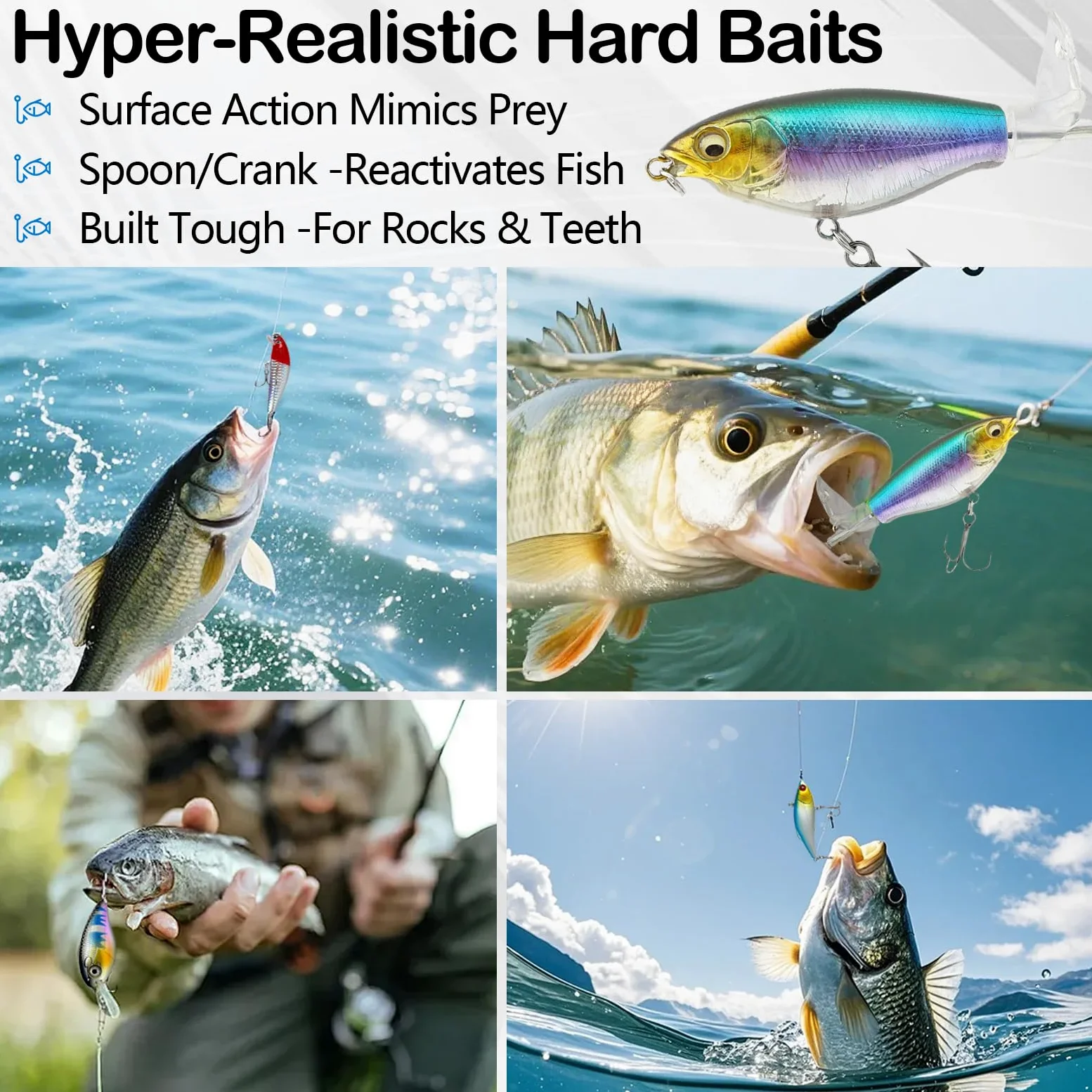 Pesca Accessori, 412 Pezzi Pesca Girevoli Kit Set di Esche e Attrezzi con Esche Pesi Ami Pinze Cassetta Degli Attrezzi con Accessori Gadget pescas Regali per Amanti