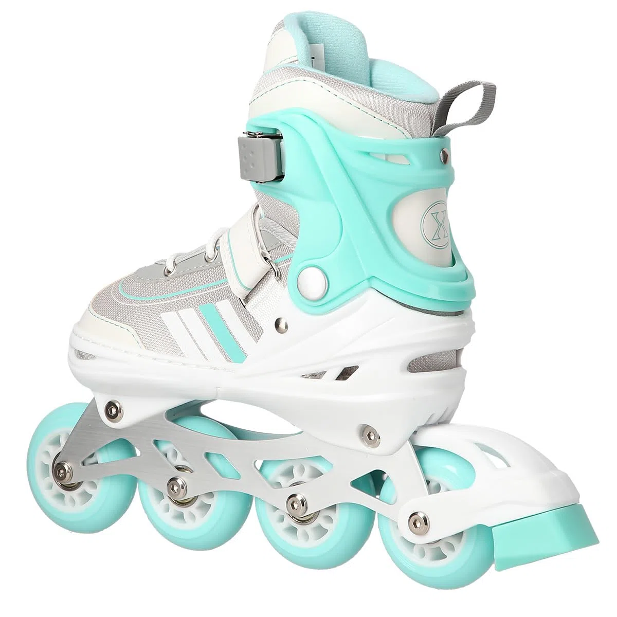 Nils Extreme Pattini in linea 2 in 1 per bambini e adulti, pattini in linea con cuscinetti ACEB7, pattini da ghiaccio per bambini, regolabili 34-38, colore bianco e blu, NH18191