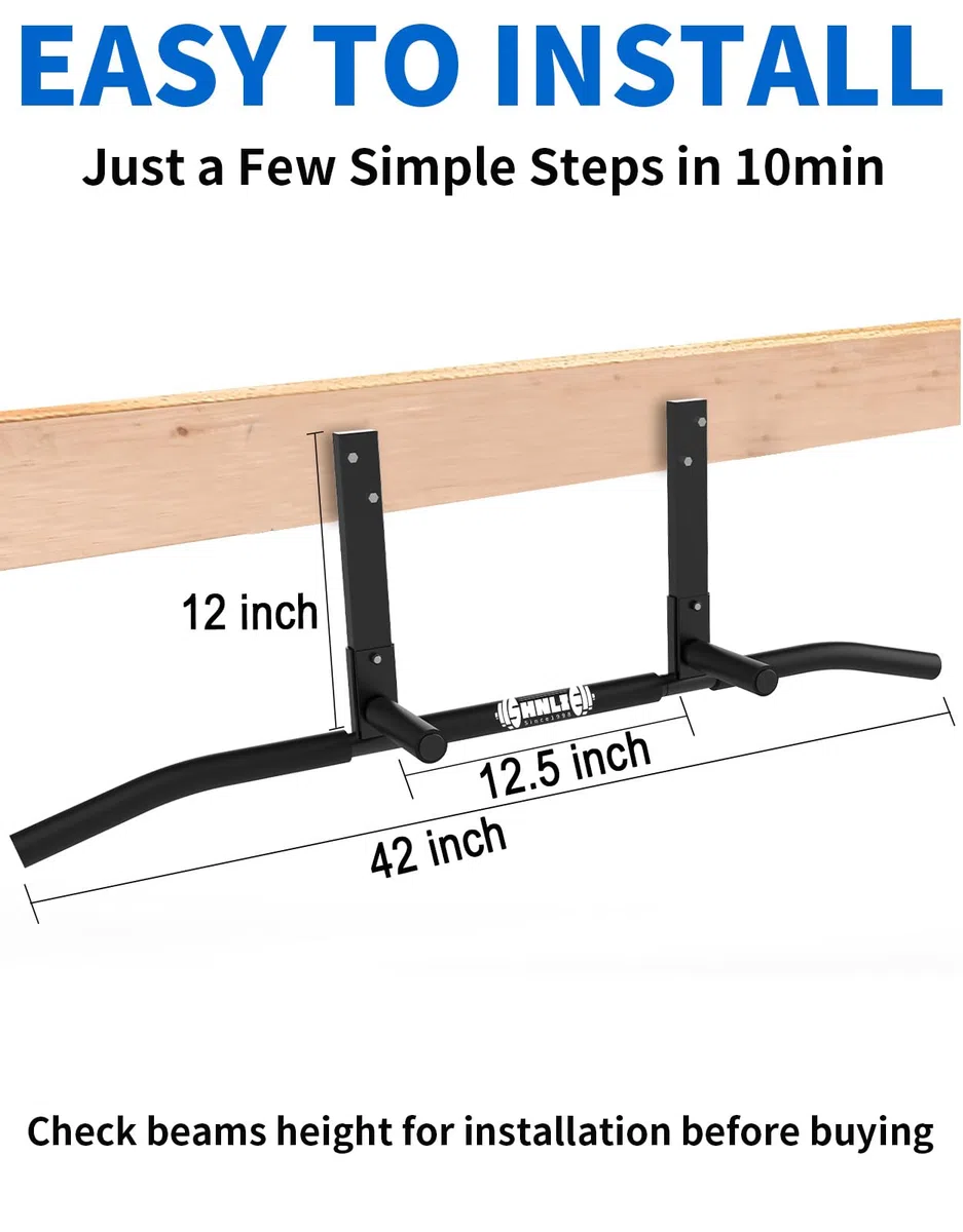 Barra per trazioni, montaggio a soffitto, per palestra domestica, travi, facile installazione, barra larga 106,7 cm