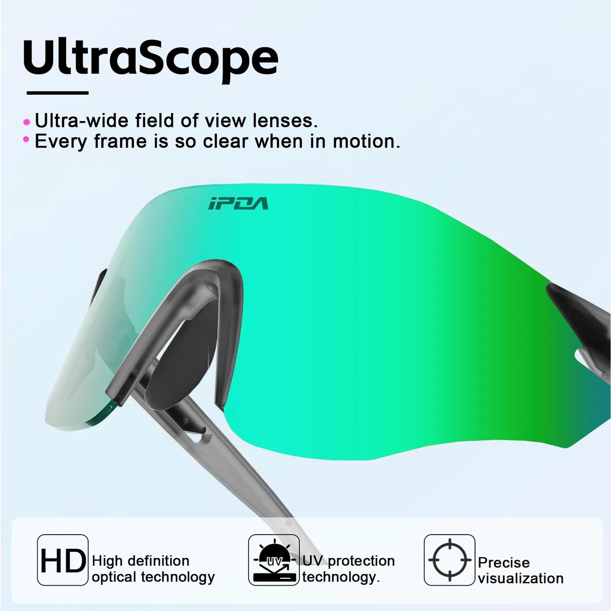 Occhiali da sole sportivi ultraleggeri senza montatura – 24 g PC UV400 per corsa, escursionismo, attività all'aperto