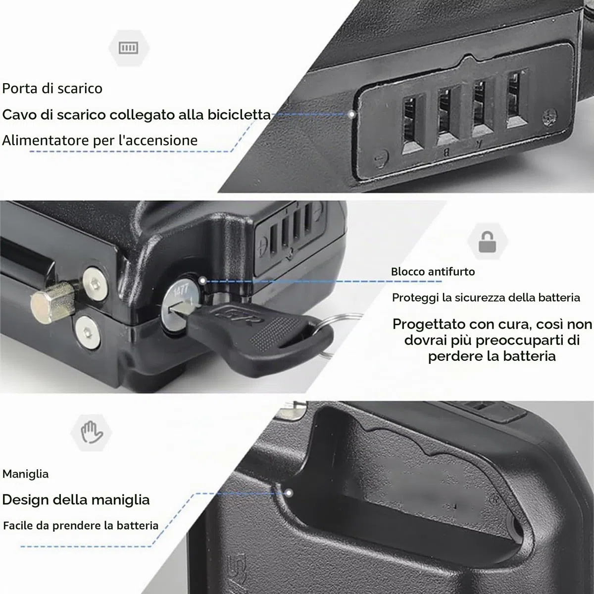 Batteria Pieghevole Per Bici Elettrica 36V 13Ah 18Ah 48V 10Ah 14Ah Ebike Batteria Batteria Per Bici Elettrica Per 50W-250W Con Caricabatterie 36V 13Ah