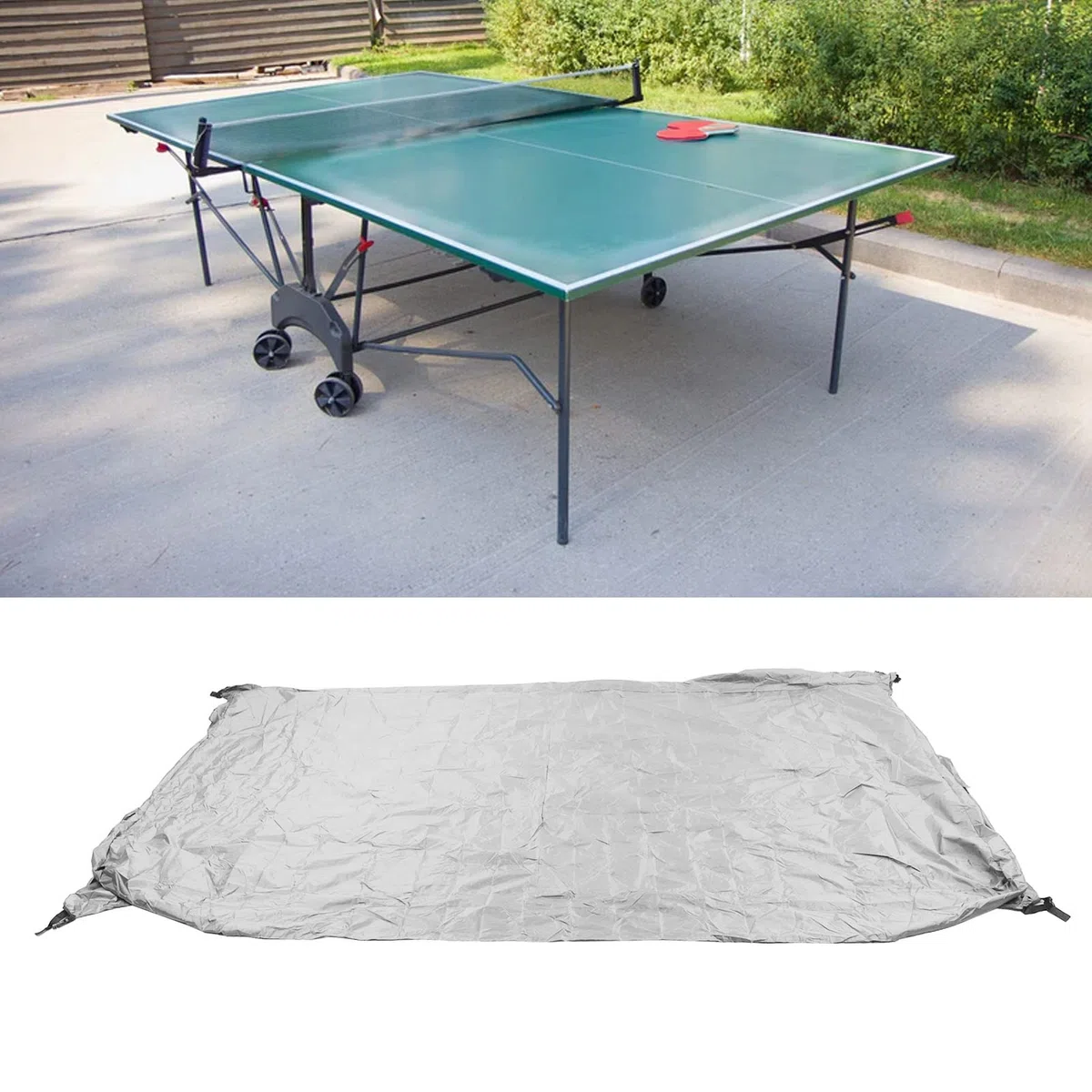 Copertura per tavolo da ping pong all'aperto impermeabile, copertura per ping pong impermeabile per esterno impermeabile antipolvere, rivestimento in argento, copertura per tennis da tavolo(grigio)