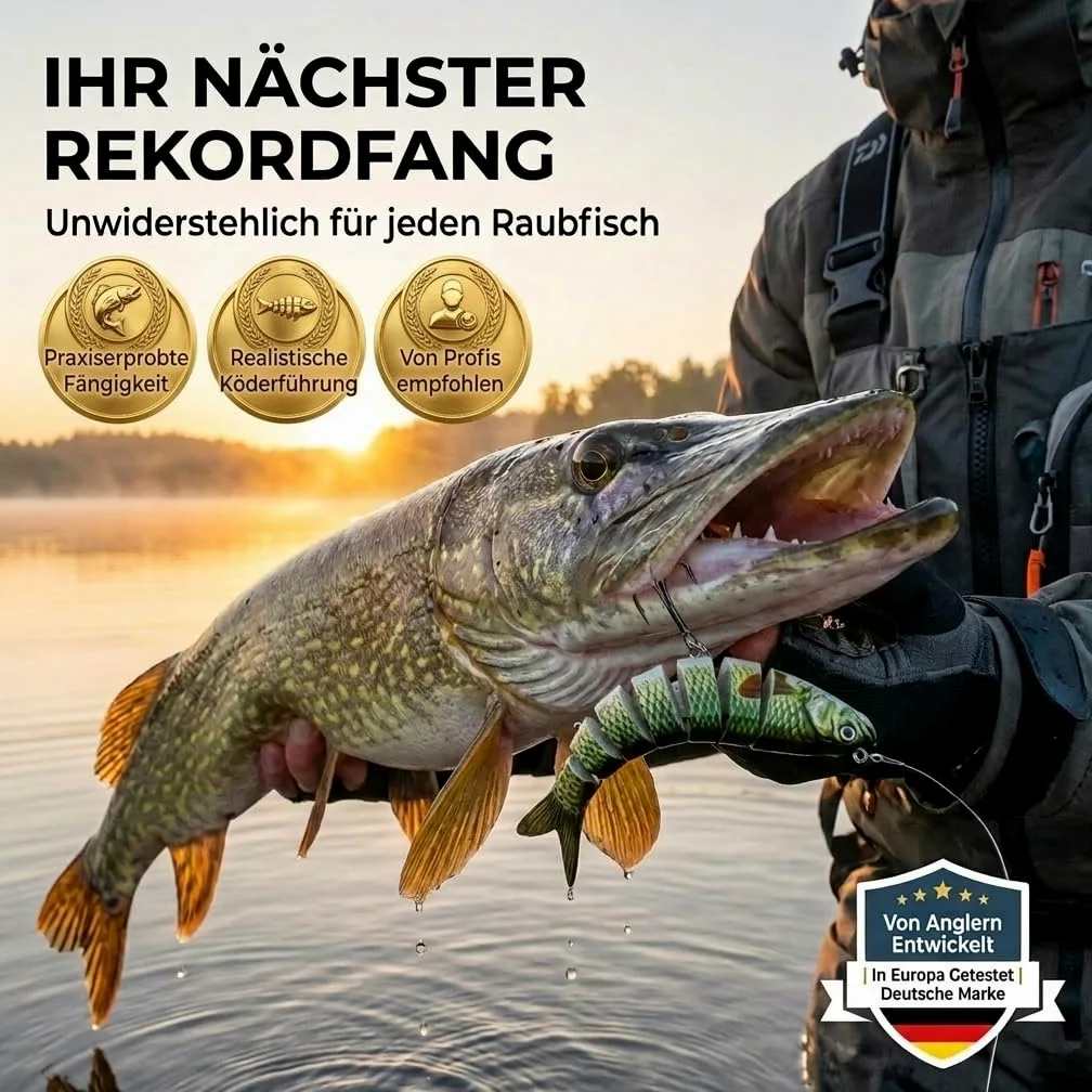 set esche artificiali 5 pezzi in scatola esche da pesca per la pesca dei predatori - spine multi-pezzo con snodo per una corsa realistica a lento affondamento