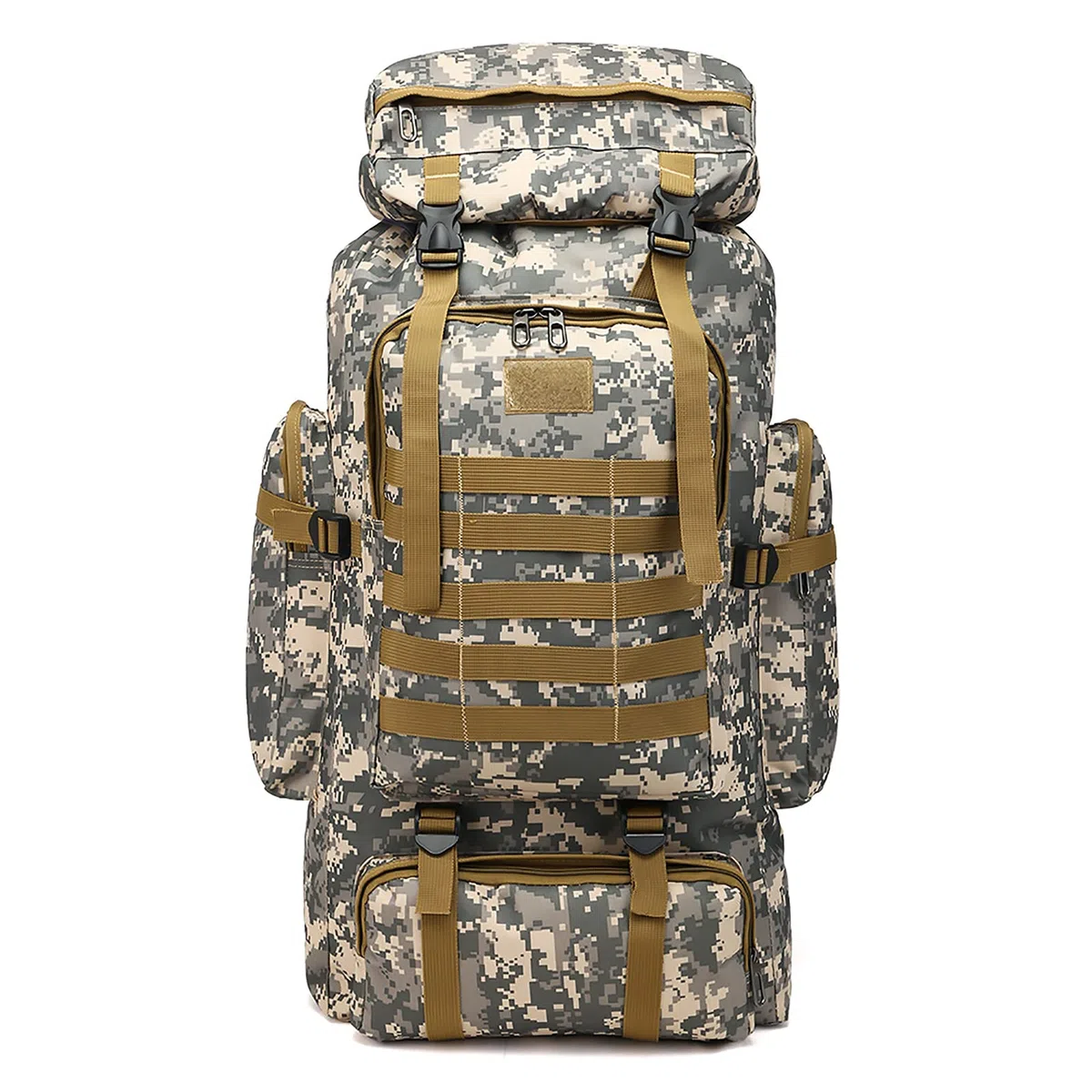 Zaino da alpinismo di grande capacità per escursionismo, campeggio, sport all'aria aperta, borsa tattica idrorepellente con sistema Molle, cinghie regolabili, motivo mimetico, Urban Camouflage