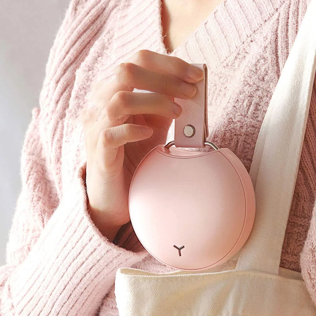 Scaldamani Ricaricabile Power Bank USB Scaldamani su Entrambi i Lati Scaldamani Elettrico Scaldamani Calore a Lunga Durata Riutilizzabile per Gli spostamenti Power Bank, Rosa