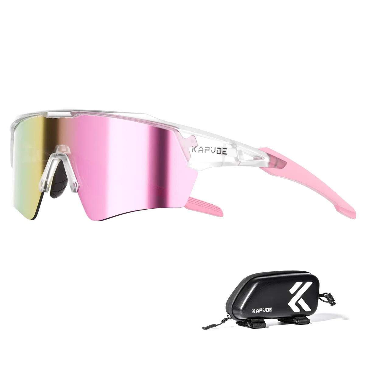 KAPVOE Occhiali da Ciclismo 2 Lenti X-VYSN UV400 Uomo Donna K198 | 2 lenti intercambiabili, alto contrasto X-VYSN, UV400, aste flessibili con anima metallica