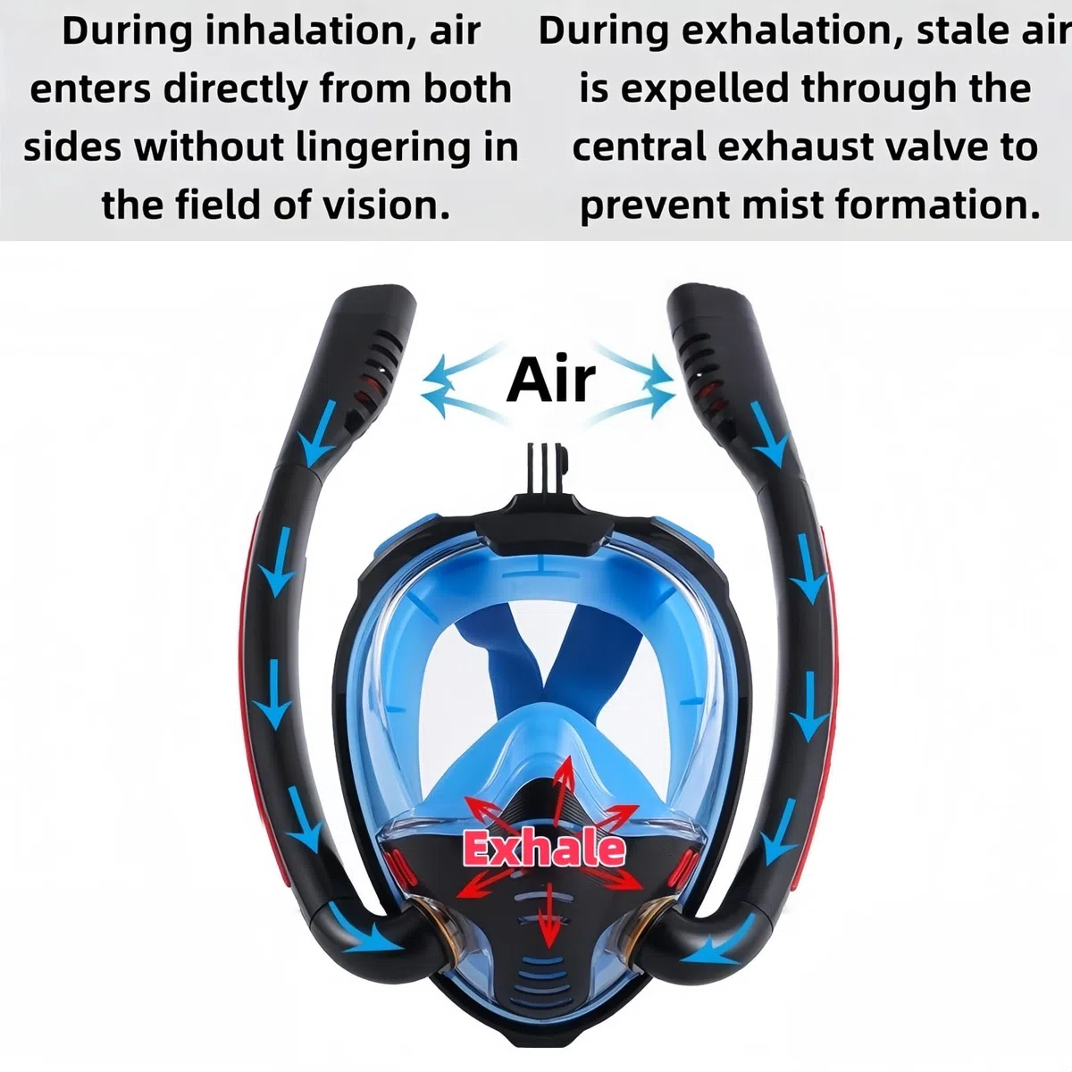 Maschera subacquea per adulti e bambini, maschera subacquea, maschera completa con boccaglio, set da snorkeling per adulti (stile K3 per adulti (bianco e blu, S/M)