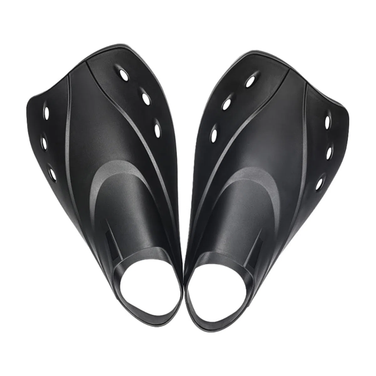 Pinne Corte da Nuoto per Allenamento in Piscina, Regolabili e Leggere in Materiale Termoplastico Nero, per Snorkeling e Immersioni Atmosfera Estiva