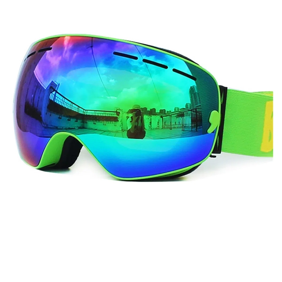 Occhiali da sci Occhiali da sci a doppio strato UV400 - maschera da sci grande antiappannamento Occhiali da sci da neve Snowboard Occhiali da sci Occhiali con lenti a specchio Occhiali da esterno