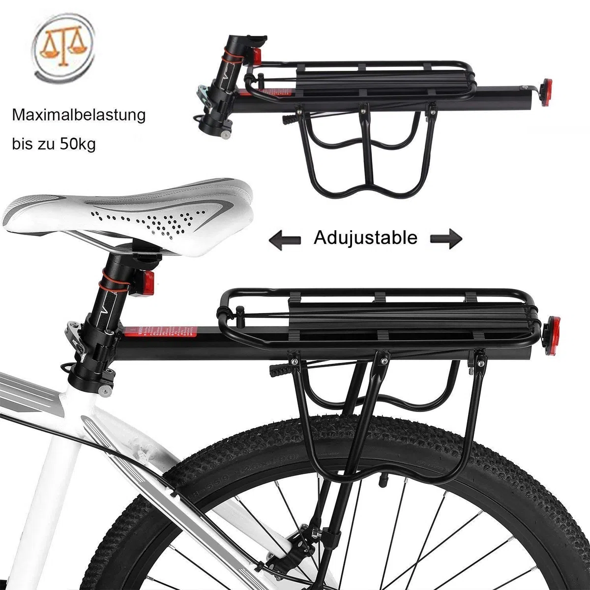 Portapacchi Bici, Alluminio Bici posteriore Rack bicicletta portapacchi ciclismo reggisella Rack Mountain Bike Cargo