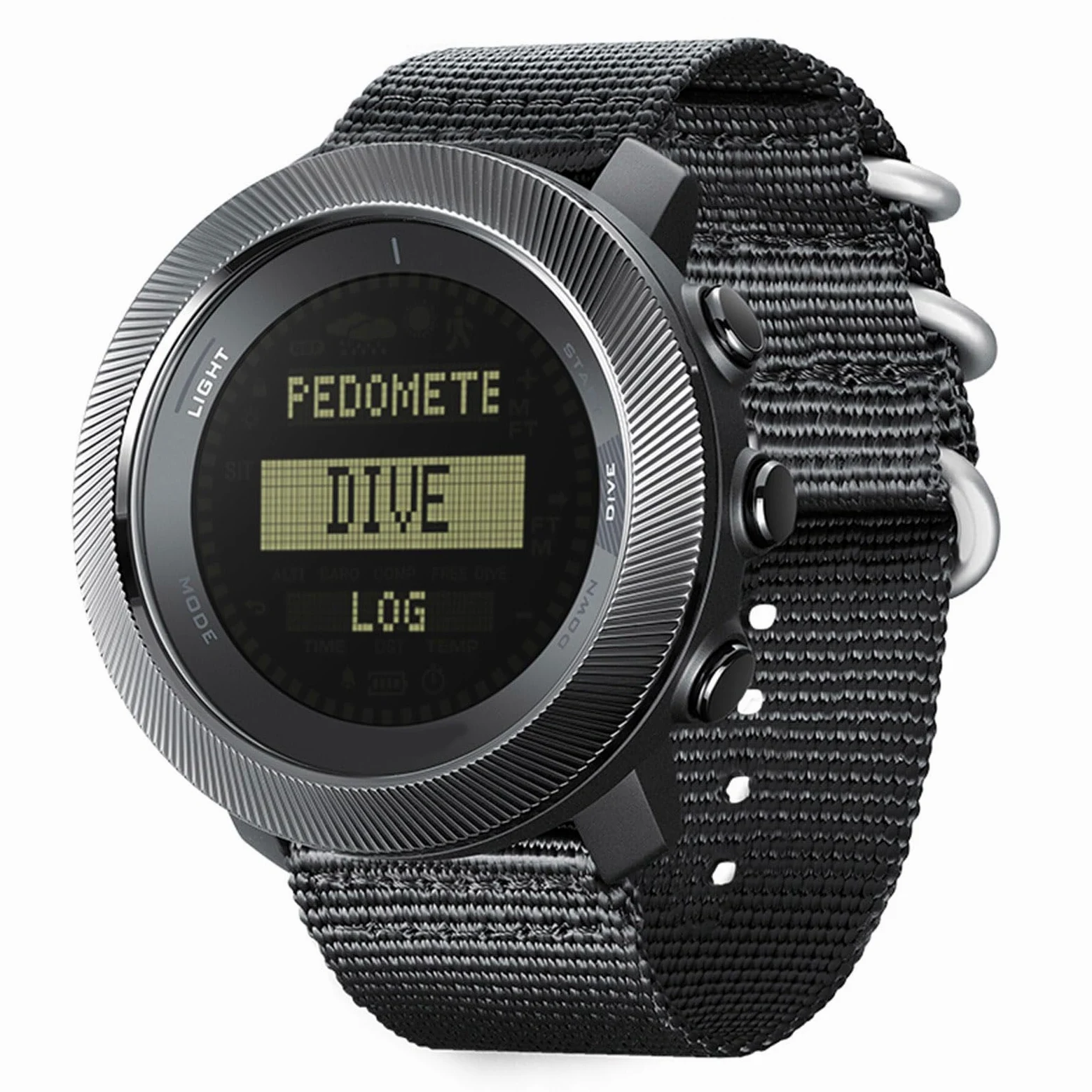 Keenso Orologio Sportivo Digitale con Bussola e Altimetro, Cassa in Fibra di Carbonio PPS 100 M Antipioggia Retroilluminazione a LED Registro Immersioni Contapassi per Uomo all'aperto Escursionismo