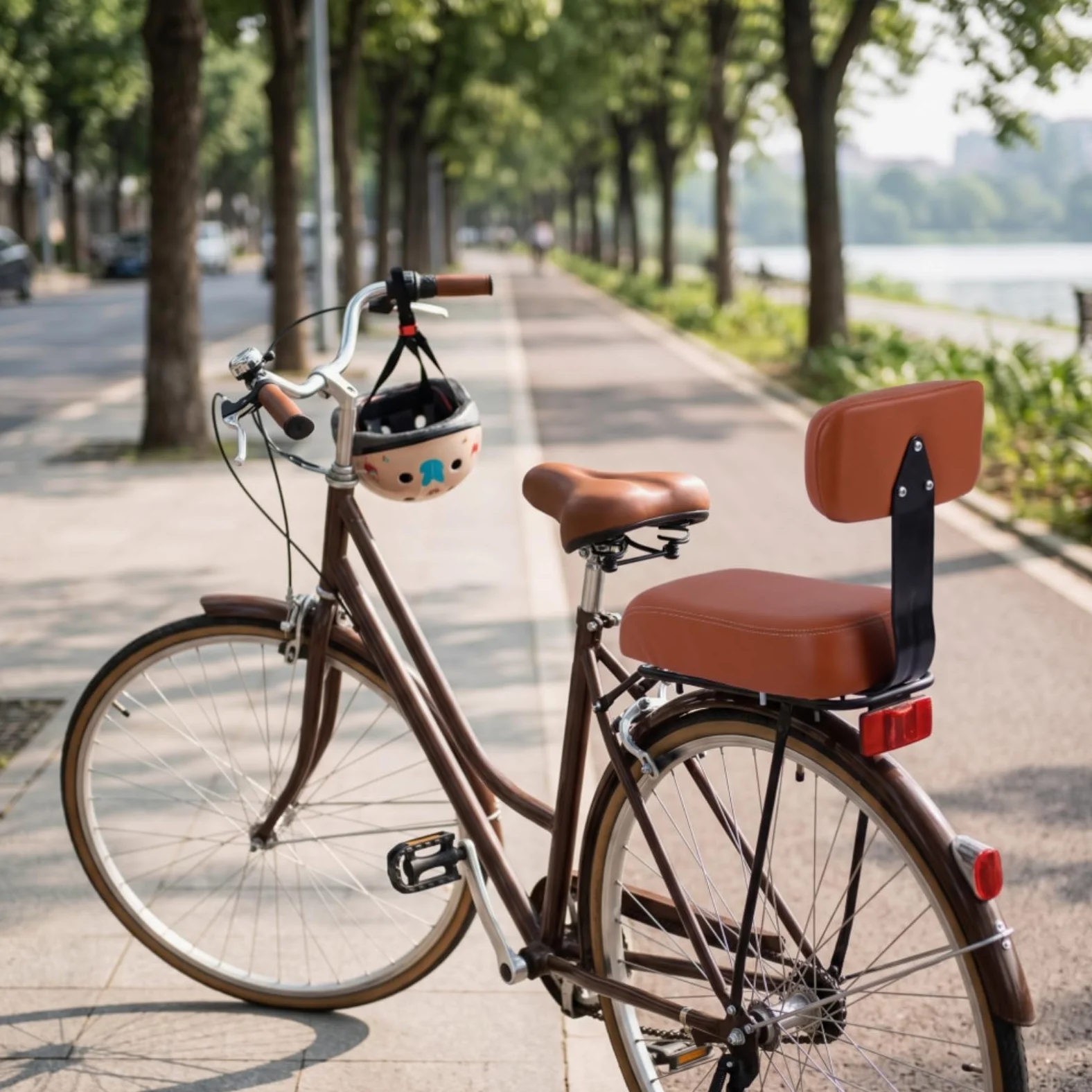 Cuscino Posteriore con Schienale Morbido Seggiolino Posteriore da Bici Impermeabile per Bicicletta, Passeggiate per, Rosa, Cuscino Con Schienale + Bracciolo