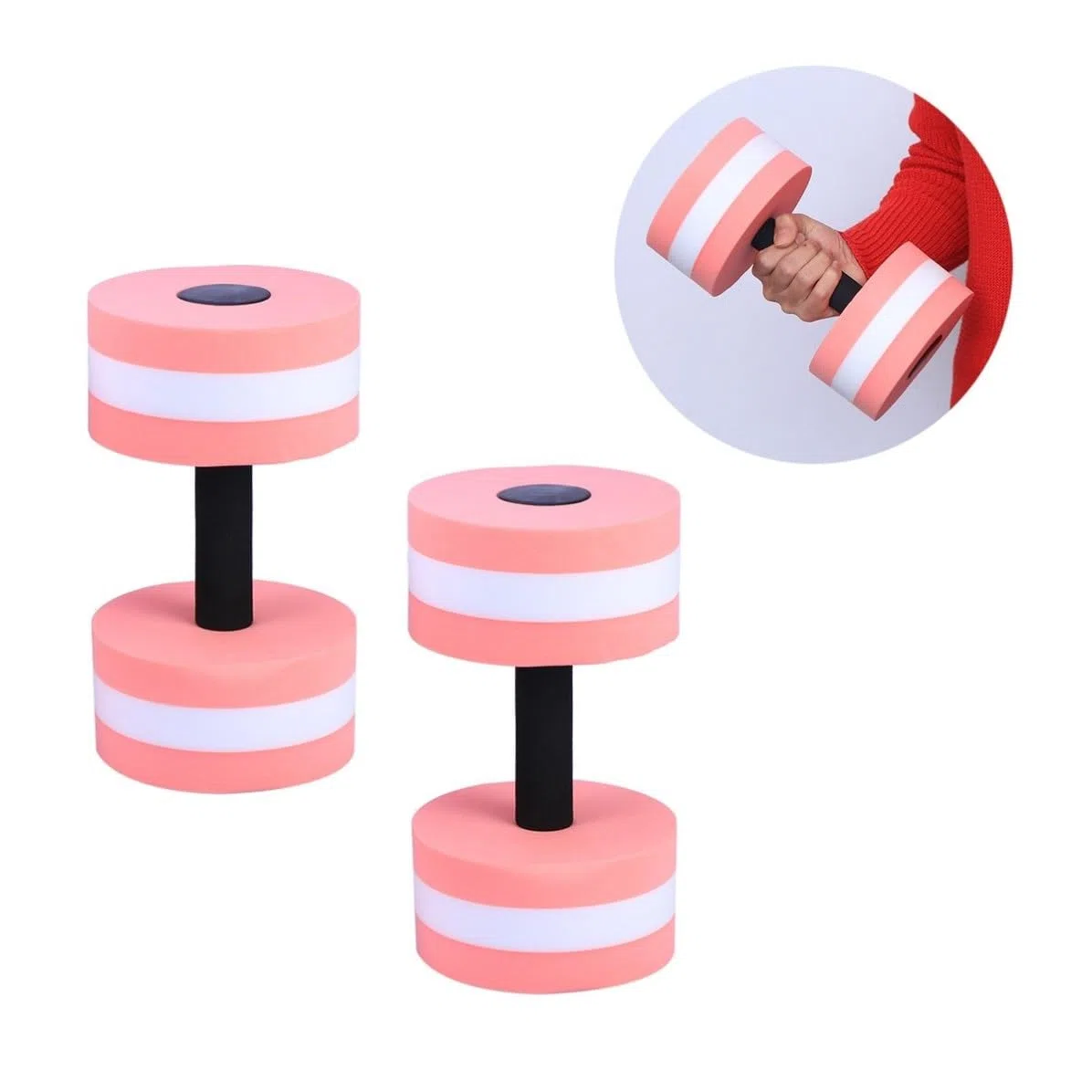 iplusmile Manubri d'Acqua Rosa 2 Unitá in Eva per Esercizi di Muscolazione Piscina Bassa Assorbenza d'Acqua per Allenamento Acquagym