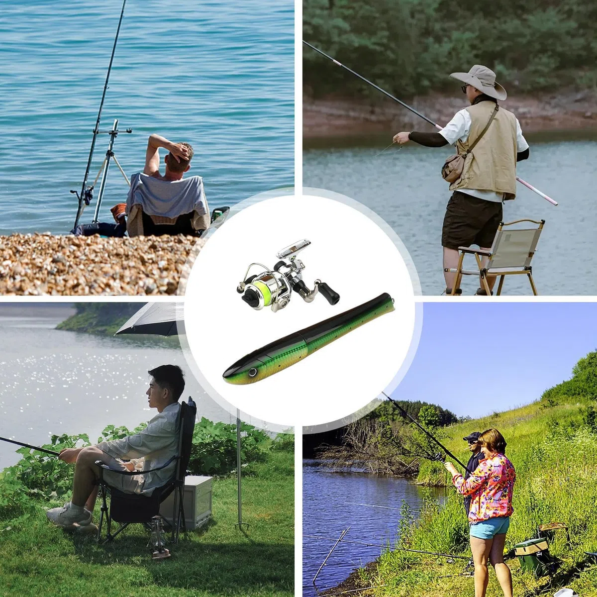 Canna da pesca piccola – canna da pesca telescopica tascabile – mulinello leggero Combo Pocket Pole per mare lago stagno