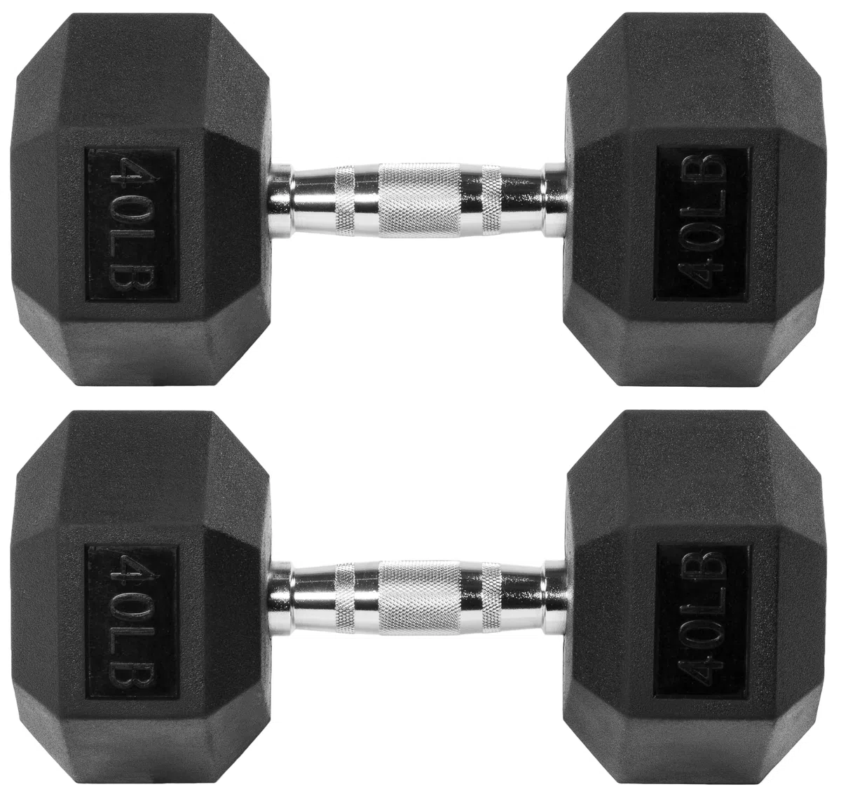 Signature Fitness Manubrio esagonale rivestito in gomma, nero