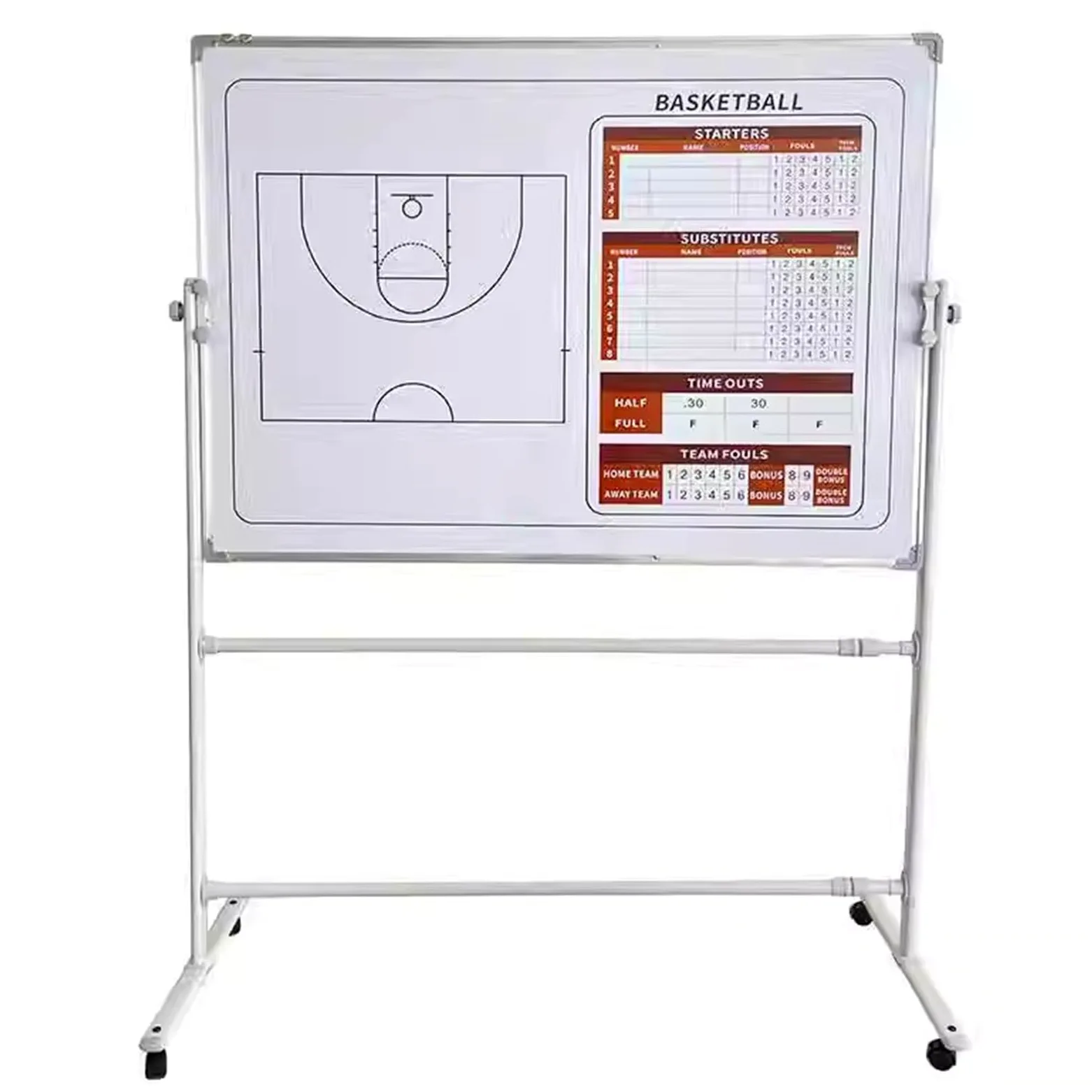 Lavagna Tattica per Basket A Doppia Faccia, Lavagna per Allenatori Basket | Con Ruote Girevoli, Altezza Regolabile, per Scuole e Club