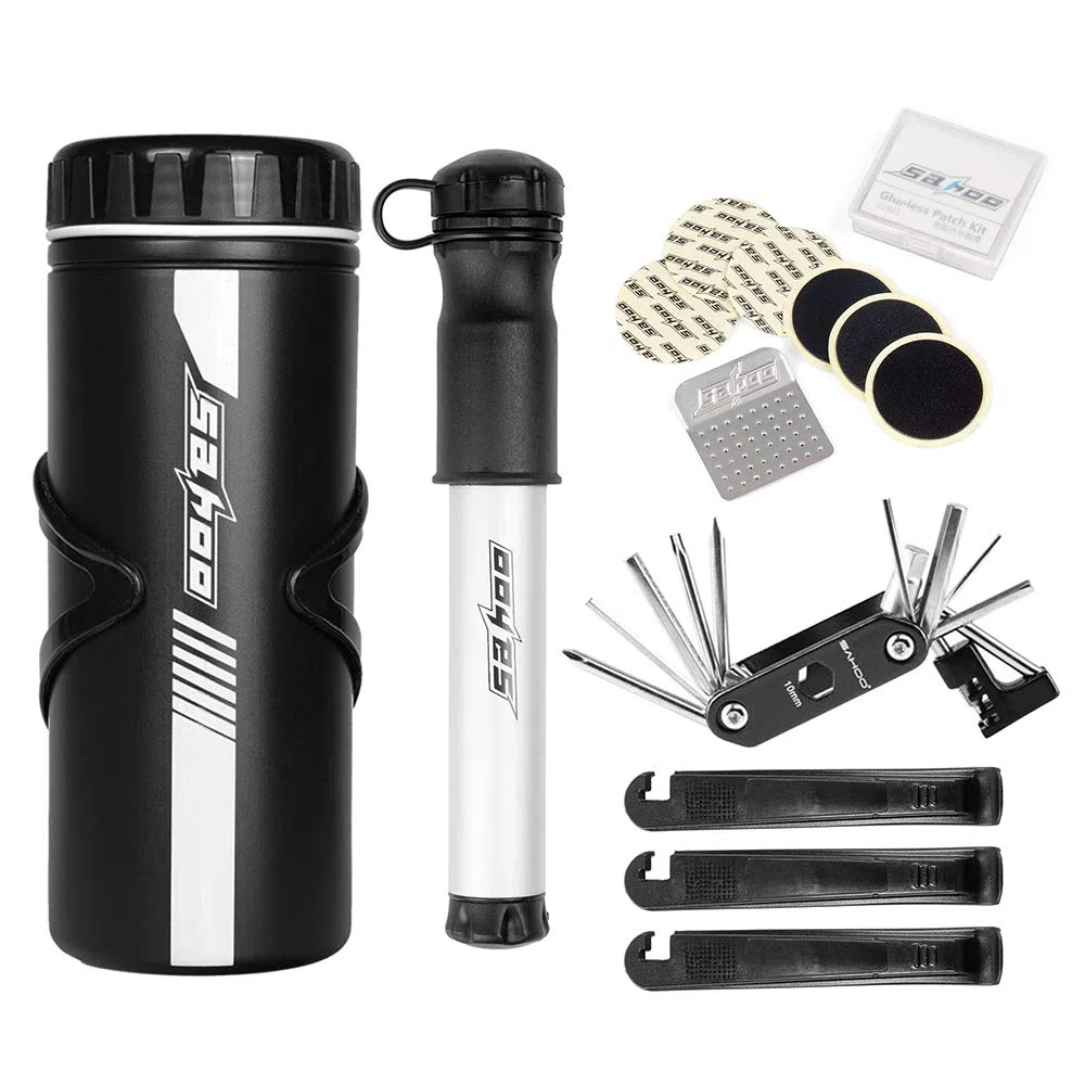 Lixada 14 in 1 Kit di Strumenti di Riparazione Bici con Mini Pompa Bottiglia per Attrezzi da Bici da 750 ml Set Bicicletta Mend Multi Funzione
