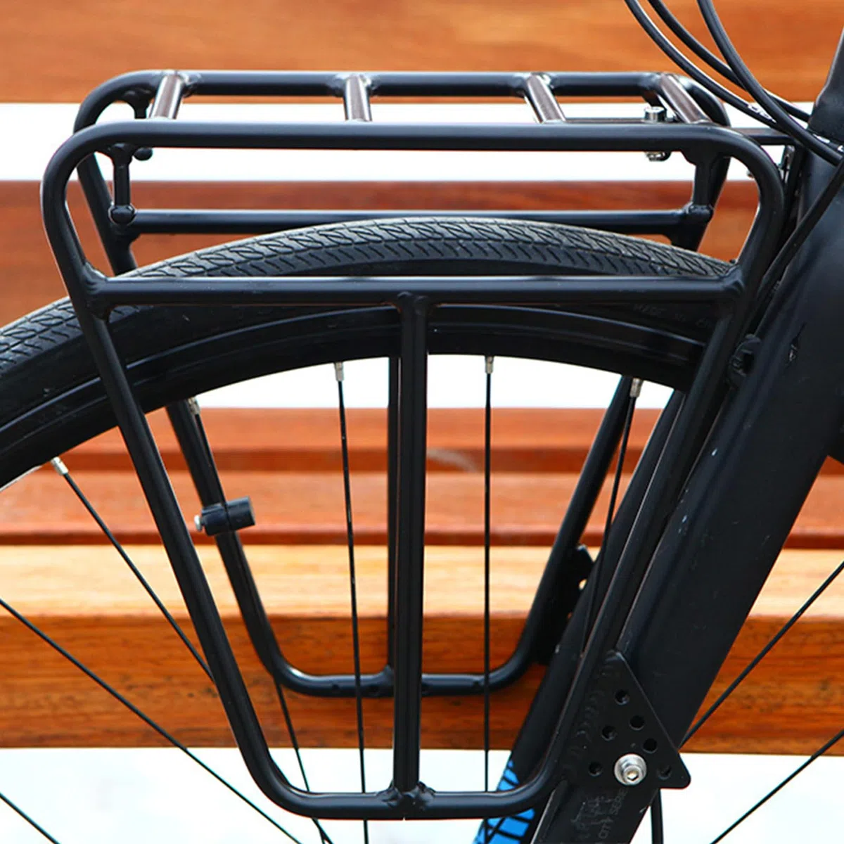 Portapacchi per bicicletta, portapacchi anteriore con supporto regolabile | in acciaio resistente, accessorio per bicicletta con design stabile, attrezzatura da viaggio per bici da strada e