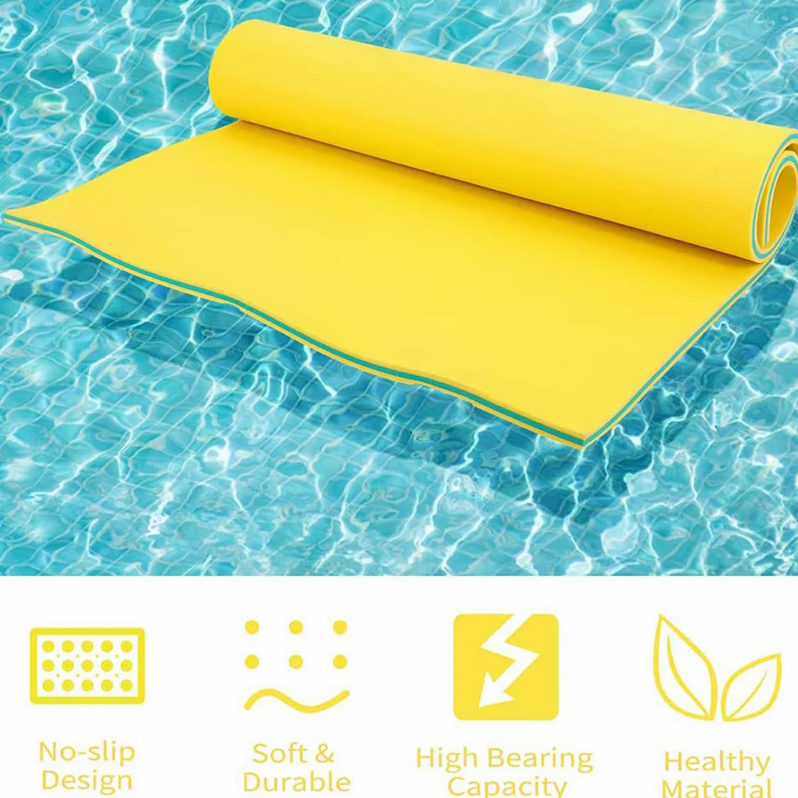 Tappeto Galleggiante- Materassino Galleggiante Antistrappo XPE, Tappetino Galleggiante Portatile Acquatico Arrotolabile per Piscina, Lago E Barca