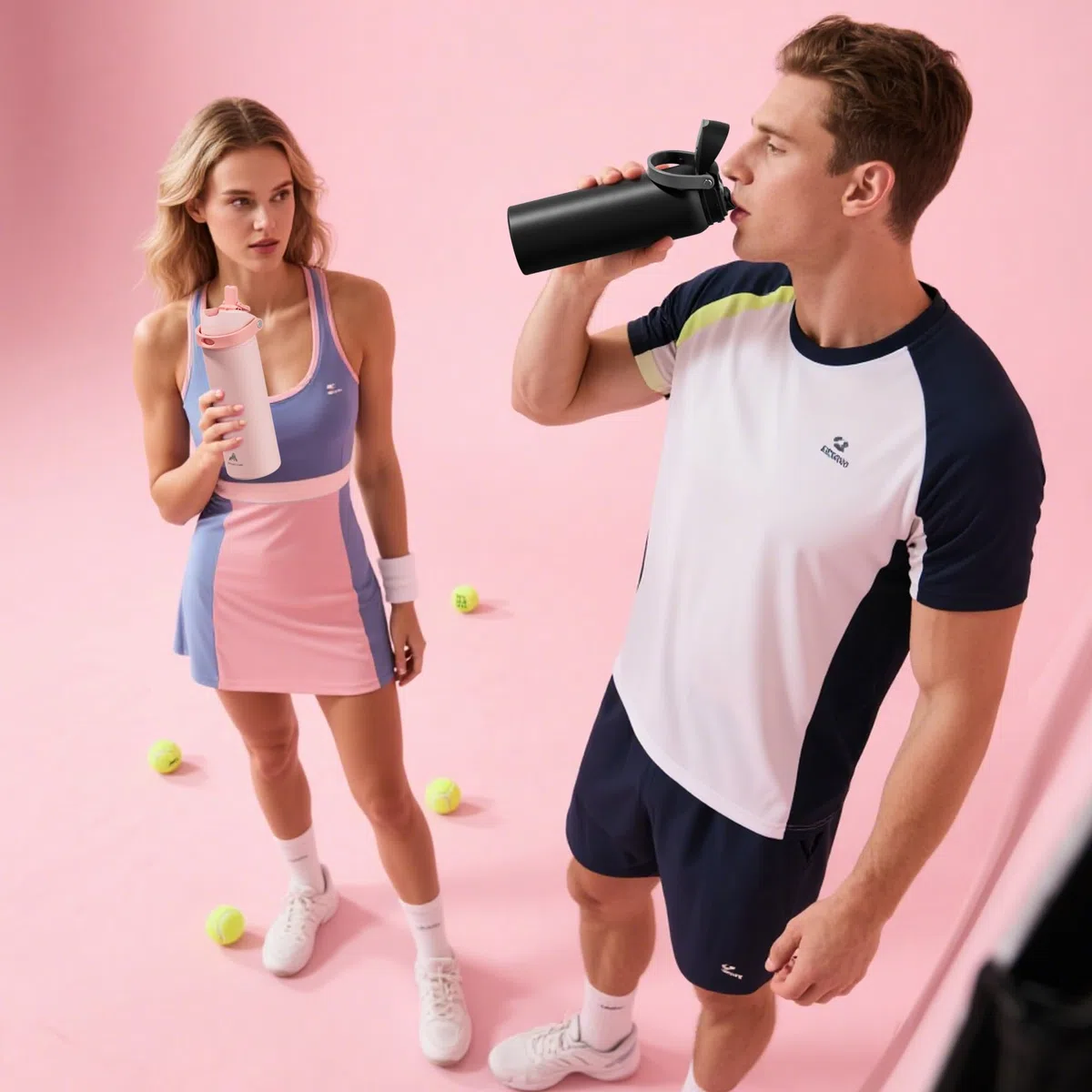 POWCAN Borraccia termica da uomo da 1180 ml: beccuccio a pulsante e cannuccia a chiusura rapida, a prova di perdite, fredda per 24 ore, grande bottiglia d'acqua in acciaio inox, per sport, campeggio