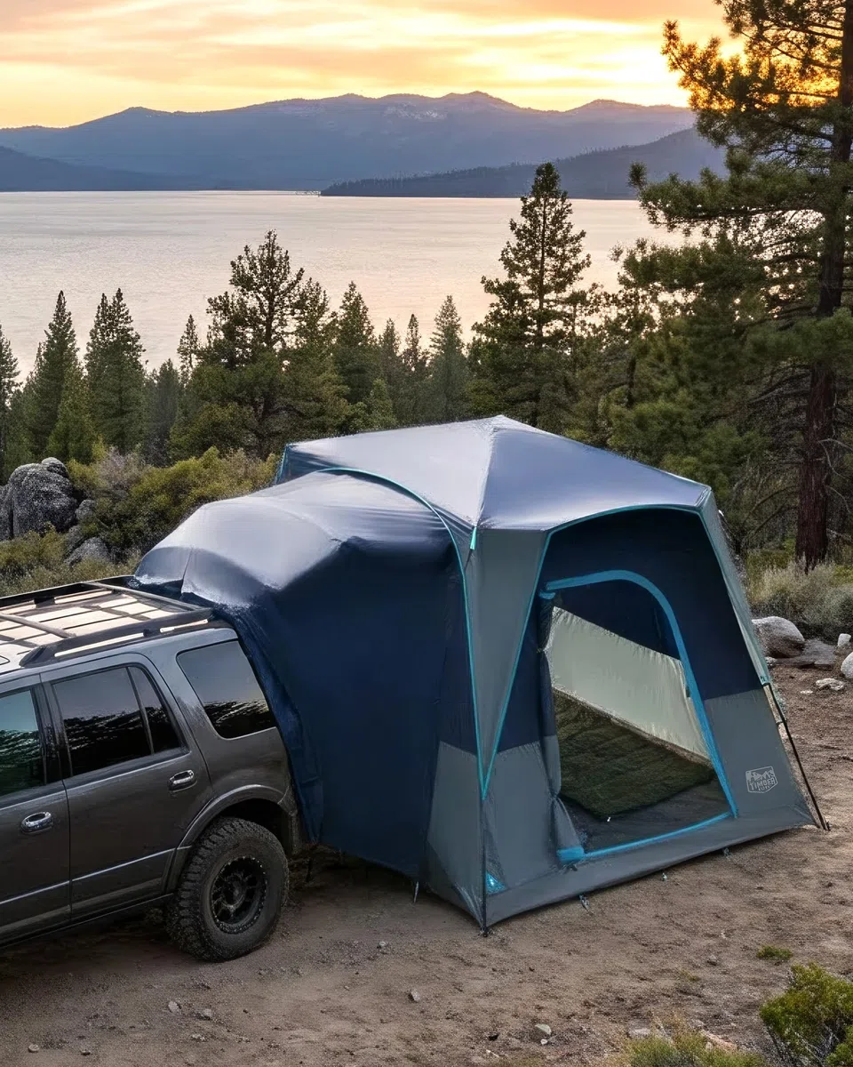 TIMBER RIDGE Tenda posteriore per auto, per 4-5 persone, impermeabile | Tenda da campeggio impermeabile 2000 mm, per SUV, per roulotte, viaggi in famiglia, 305 x 245 cm