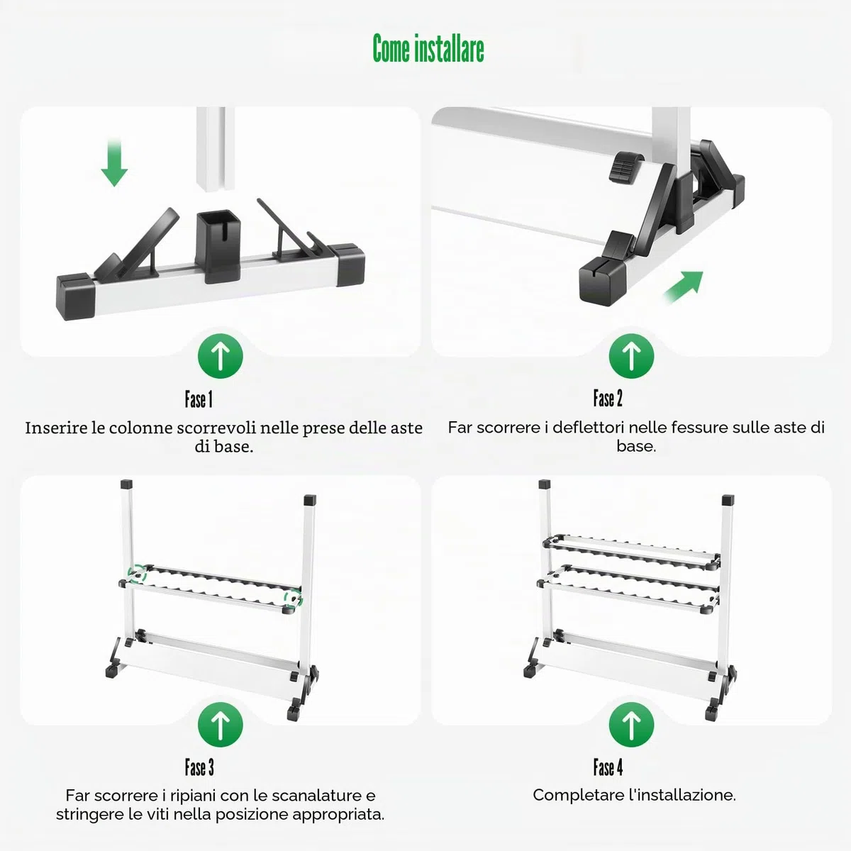 Supporto per canna da pesca in alluminio per un massimo di 24 canne, porta canna da pesca portatile, salvaspazio, per garage o uso domestico