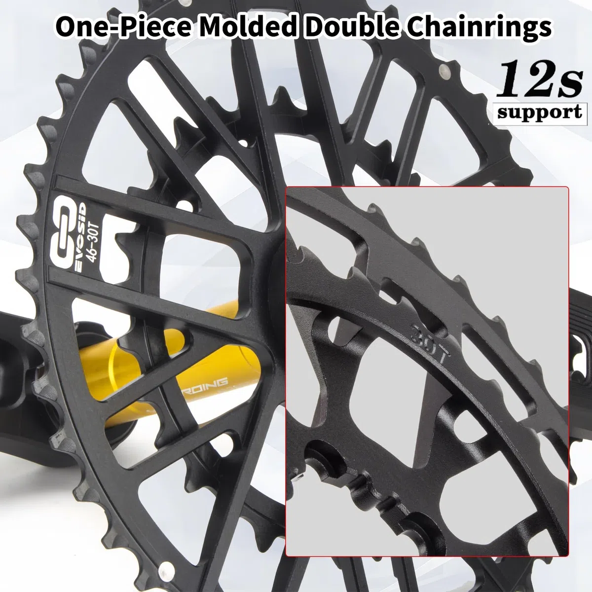 Guarnitura per Bicicletta da Strada con Doppia Corona GXP 46-30T/48-32T 165/170/175mm Integrata Cava Set di Pedivelle con BB Compatibile con 8-12 velocità(170mm Silver,46-30T)