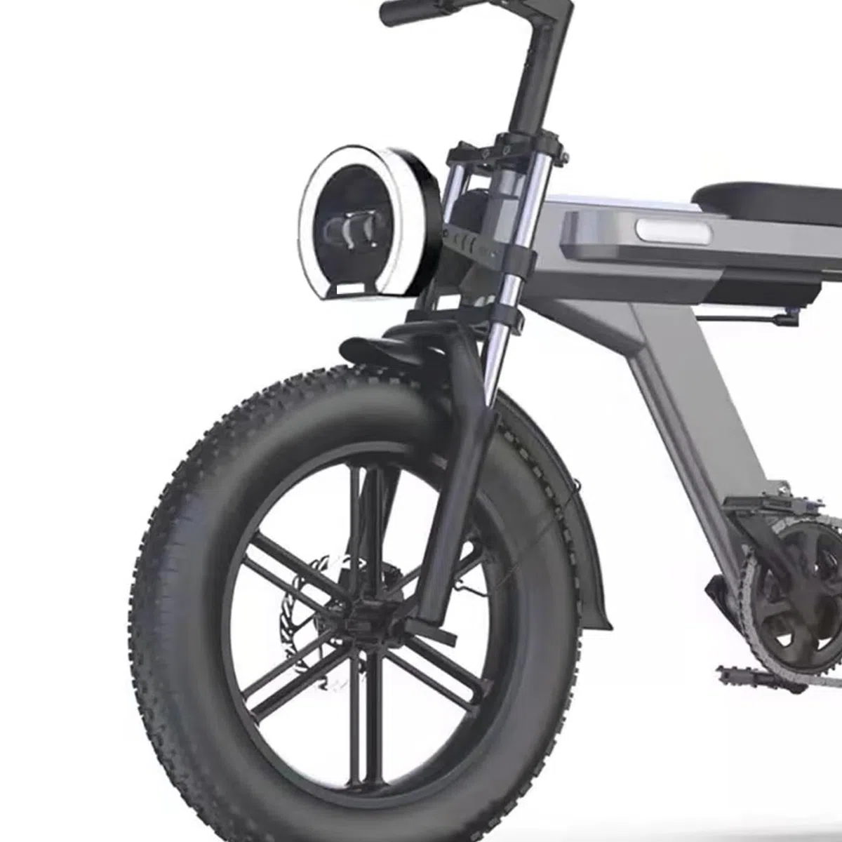 Faro a LED per e-Bike con connettore a 4 Pin, Luce Diurna Rotonda Angel Eye per Bici elettriche con Pneumatici Larghi, Luce Anteriore abbagliante Impermeabile 36V/48V
