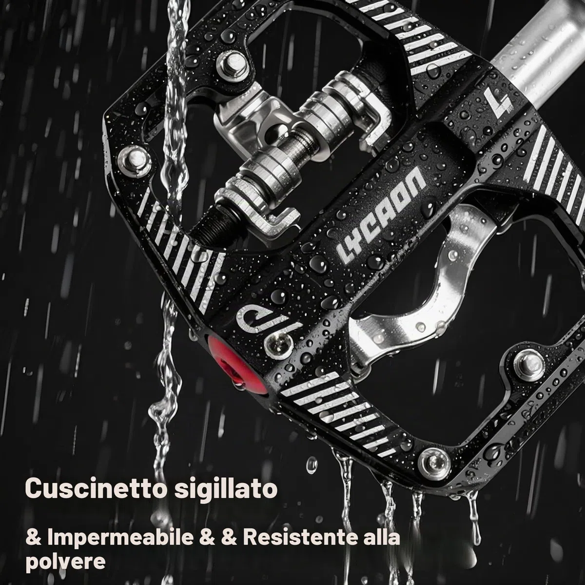 LYCAON Pedale per bicicletta da ciclismo - Pedale a piattaforma per mountain bike a doppia funzione, piatto e senza clip, in alluminio lavorato a CNC, 3 cuscinetti sigillati, compatibile con SPD