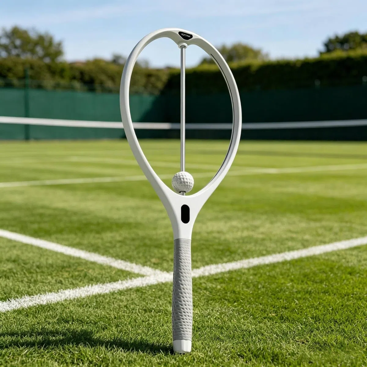 Baoblaze Dispositivo di Allenamento Tennis Racchetta Attrezzo Palestra Strumento Pratica con Asta Guida E Palla Integrata in Alluminio Impugnatura Antiscivolo