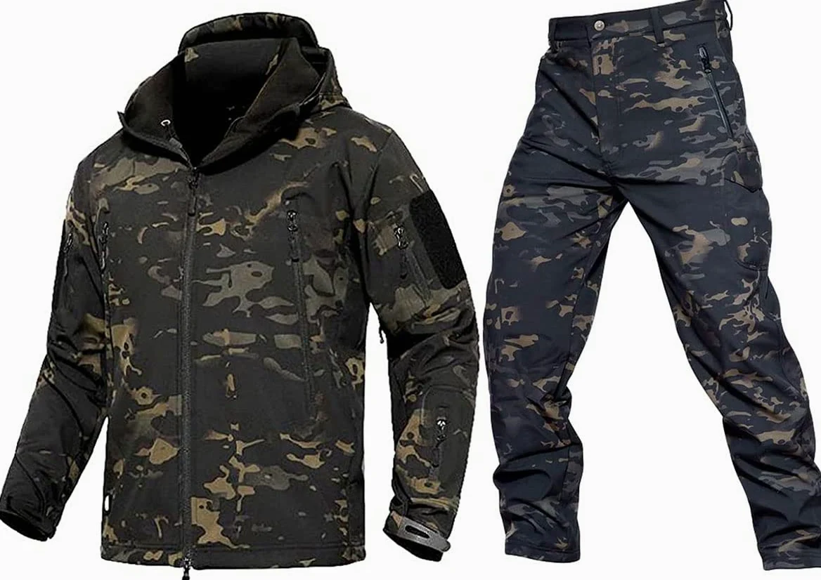 Czen Giacca e Pantaloni Tattici da Uomo Tuta da Combattimento Tuta Militare Camo Uniforme da Caccia 2 Pezzi Set Army Multicam Apparel Suit