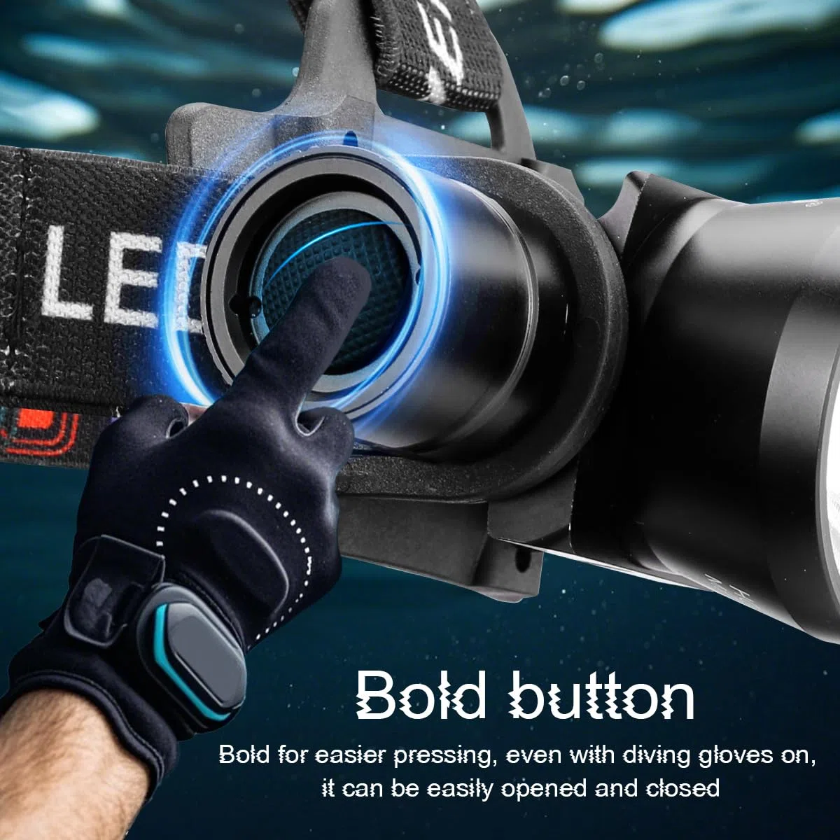 Torcia frontale subacquea da 3000 lumen, super luminosa, IP68, impermeabile, ricaricabile, con 3 modalità, perfetta per immersioni, snorkeling notturno ed esplorazione subacquea
