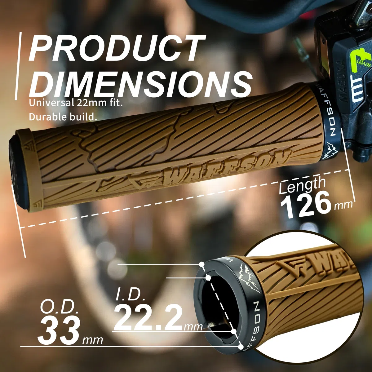 WFS World Map MTB Single Lock-on Grips for Mountain Bikes, Road & City Bicycles, Soft Comfortable Ergonomic, Anti-Slip Locking Handlebar Grips for Trail, Enduro, Downhill, 1 Pair