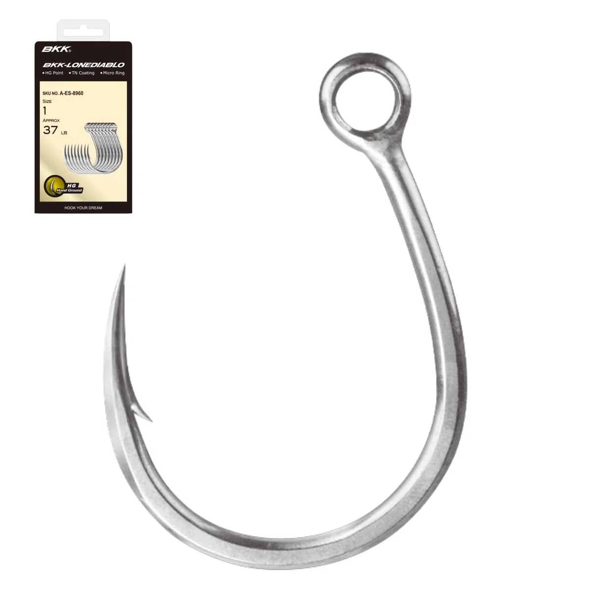 BKK LONEDIABLO - Gancio singolo per esca | 5 pezzi | Rivestimento ultra antiruggine per acqua salata | Punto di messa a terra | Stickbait per pesca a traina