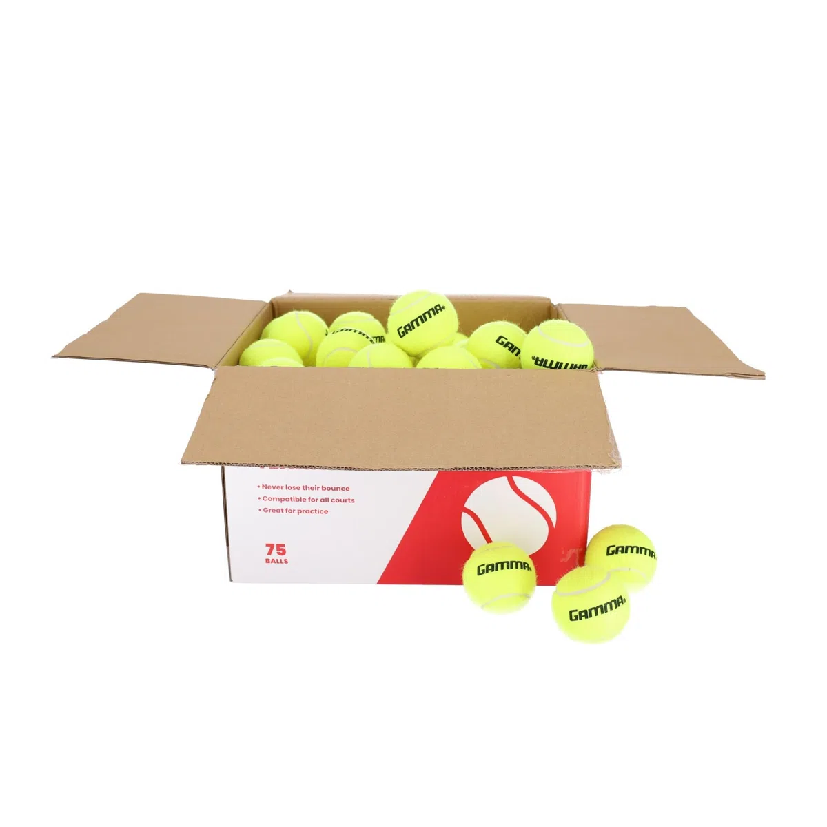 GAMMA Scatola per palline da tennis senza pressione, ideale per la pratica, l'insegnamento e l'allenamento, con feltro ad alta visibilità, per giocare al chiuso e all'aperto, confezione da 48 e 75