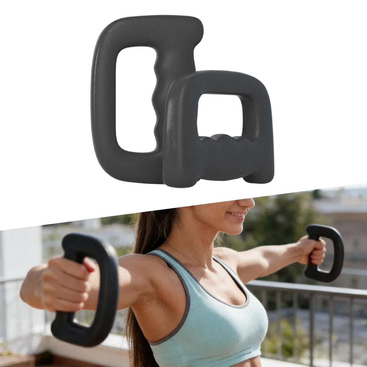 2 Pezzi Manubri Fitness Portatili Design Sagomata Realizzati in Ghisa Nonslip Ideali per Allenamento Braccia Schiena Spalle Curl Utilizzabili I, Nero 1.5 Kg