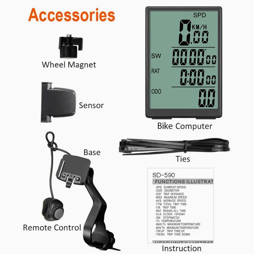Contachilometri Bici Computer da Bicicletta Computer da Bici Wireless Impermeabile con proprietà Resistenti alle Cadute Tachimetro Ciclocomputer