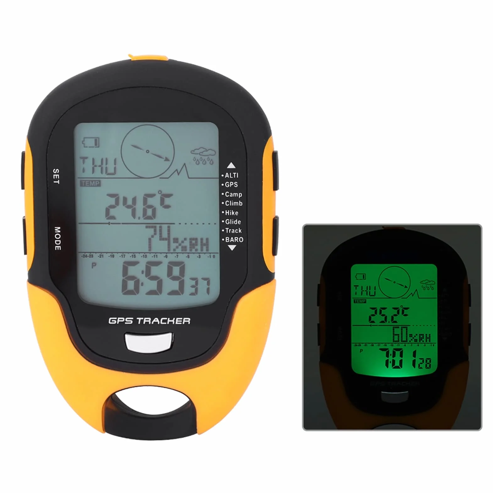 RIZGHWOY Ricevitore di Navigazione GPS Preciso Portatile con Altimetro Barometro Digitale Ricaricabile Tramite USB per Gli Appassionati di attività All'aperto