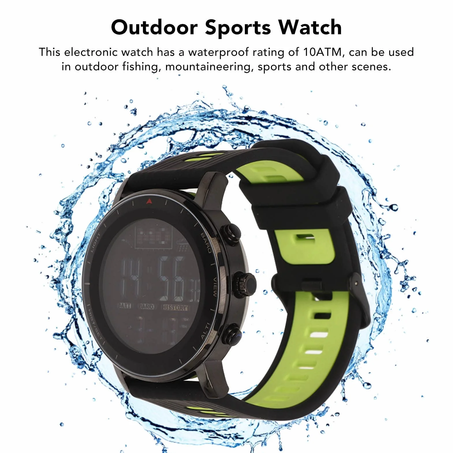 aqxreight Orologio Sportivo da Esterno Orologio da Polso Digitale Multifunzionale con Altimetro Barometro 10ATM per Escursionismo Pesca Alpinismo Verde (#2)