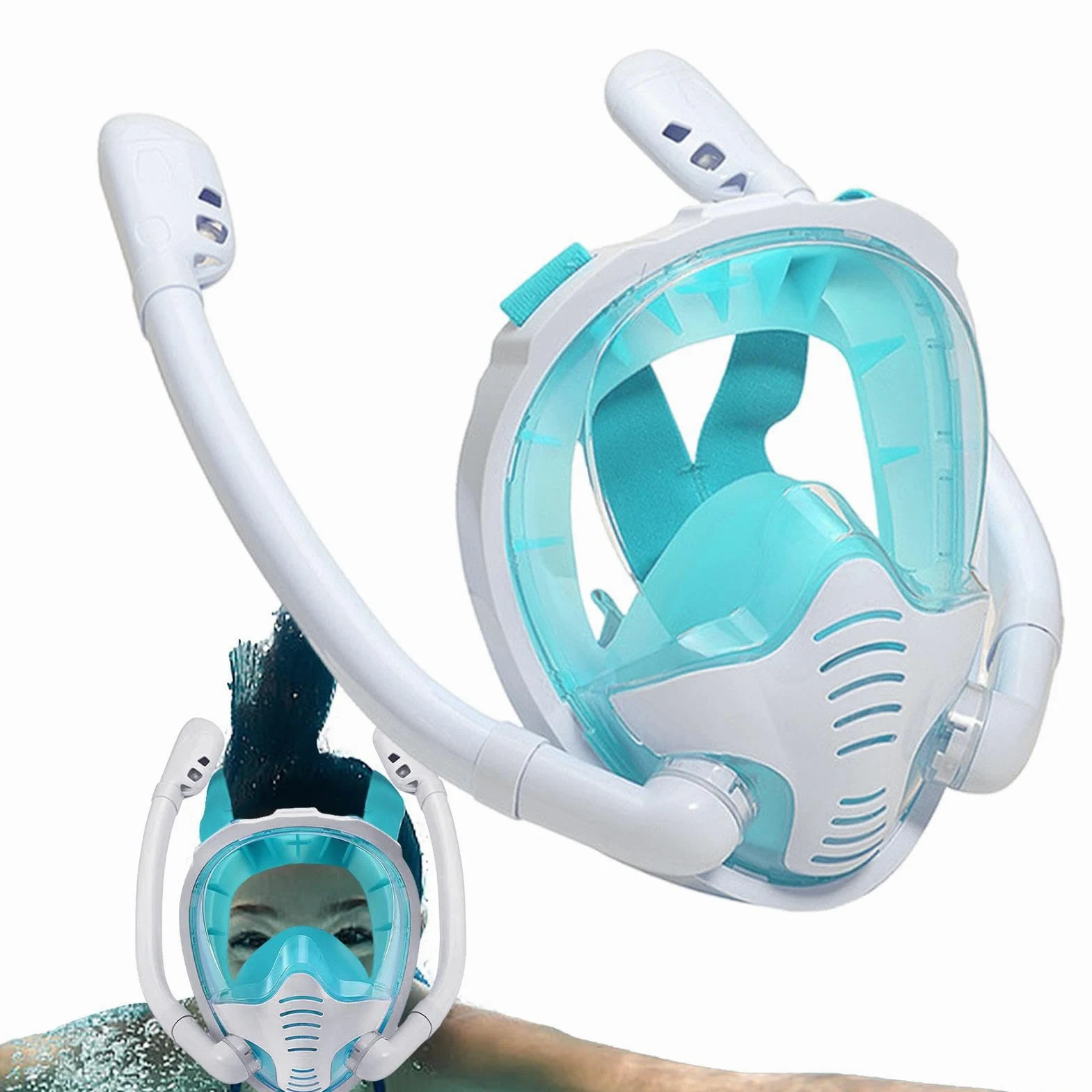 Maschera da snorkeling integrale – copertura per occhiali subacquei in silicone, a prova di perdite, occhiali da nuoto anti-appannamento, occhiali subacquei per una visione chiara, E