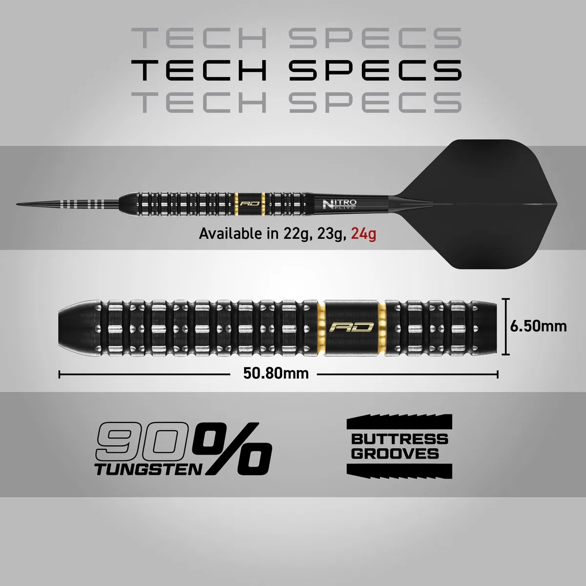RED DRAGON Darts - Freccette professionali al 90% di tungsteno, Nitro Flite, volo/pozzo integrato, freccette e fusti, punta morbida da 18 g, freccette in acciaio da 20 g, 22 g, 23 g, 24 g e 25 g